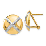Image of 16mm 14K Yellow Gold Polished & Rhodium X Omega Back Post Earrings