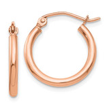 Image of 19mm 14K Rose Gold Polished 2x17.5mm Lightweight Tube Hoop Earrings