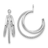 Image of 19mm 14K White Gold Polished & Twisted Triple Hoop Earrings Jackets
