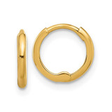 Image of 9.5mm 14K Yellow Gold Polished 1.45x10mm Hinged Huggie Hoop Earrings