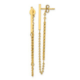 Image of 56mm 14K Yellow Gold Polished and Twisted Bar w/Chain Post Earrings