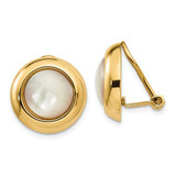 Image of 16mm 14K Yellow Gold Omega Clip Mother-of-pearl Non-pierced Earrings