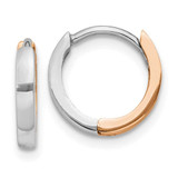 Image of 7mm 14k Two-tone Gold Rose and White Gold 1.75mm Hinged Hoop Earrings