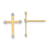 Image of 14.3mm 14K Yellow Gold and White Rhodium Diamond-cut Cross Post Earrings