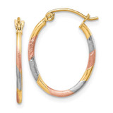 Image of 20.3mm 10k Yellow Gold & White and Rose Rhodium Diamond-cut Hoop Earrings