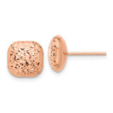 Image of 10.1mm 14K Rose Gold Polished Diamond-cut 10mm Puffed Square Post Earrings