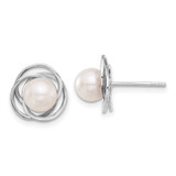 Image of 11.5mm 14K White Gold 6-7mm Round White Cultured Akoya Pearl Post Earrings