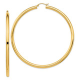 Image of 84.75mm 14K Yellow Gold Polished 4x80mm Lightweight Round Tube Hoop Earrings
