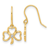 Image of 20mm 14K Yellow Gold and White Rhodium Diamond-cut Clover Dangle Earrings