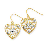 Image of 25mm 14K Yellow Gold & Rhodium .01ctw Diamond Filigree Heart Wire Earrings