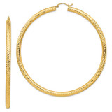 Image of 82.5mm 14K Yellow Gold Diamond-cut 4x80mm Lightweight Round Tube Hoop Earrings