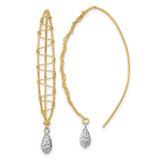 Image of 47mm 14k Two-tone Gold Polished Wire Wrapped Diamond-cut Wire Dangle Earrings