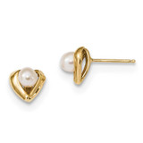 Image of 7.84mm 14K Yellow Gold 4-5mm White Rice Freshwater Cultured Pearl Post Earrings