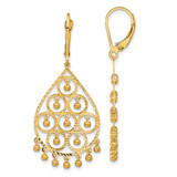 Image of 45mm 14K Yellow Gold Polished and Diamond-cut Chandelier Style Dangle Earrings