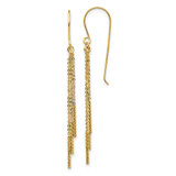 Image of 50.5mm 14K Yellow Gold Polished Diamond-cut Chain and Bar Shepherd Hook Earrings