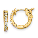 Image of 11.8mm 14K Yellow Gold .18ct 18-1.3mm Round Hoop w/ Safety Clasp Diamond Earrings