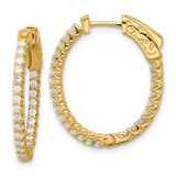 Image of 23.3mm 14K Yellow Gold 1.04ct. 52-1.5mm In/Out Oval Hoop w/ Safety Clasp Earrings