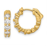 Image of 16.2mm 14K Yellow Gold 1.5ct 10-3.5mm Round Hoop w/ Safety Clasp Diamond Earrings