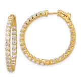 Image of 29mm 14K Yellow Gold 3.2ct 54-2.5mm In/Out Hoop w/ Safety Clasp Diamond Earrings