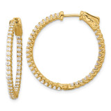 Image of 29.3mm 14K Yellow Gold 1.56ct 78-1.7mm In/Out Hoop w/ Safety Clasp Diamond Earrings
