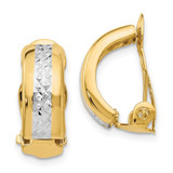 Image of 17mm 14K Yellow Gold w/ White Rhodium Polished & Diamond-cut Non-pierced Earrings