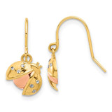 Image of 18mm 14K Yellow Gold w/Rose and White Rhodium Diamond-cut Ladybug Dangle Earrings
