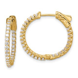 Image of 22mm 14K Yellow Gold 1.12ct. 56-1.7mm In/Out Hoop w/ Safety Clasp Diamond Earrings