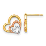 Image of 11mm 14K Yellow Gold Madi K with Rose and White Rhodium Polished Heart Post Earrings