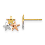 Image of 8.6mm 14K Yellow Gold Madi K with Rose and White Rhodium Polished Stars Post Earrings