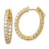 Image of 24.3mm 14K Yellow Gold 2.1ct 36-2.5mm In/Out Oval Hoop w/ Safety Clasp Diamond Earrings