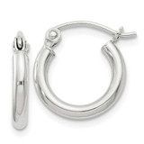 Image of 14mm Sterling Silver 2mm Round Hoop Earrings QE4375SP