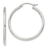 Image of 32mm Sterling Silver 2mm Round Hoop Earrings QE802SP