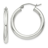 Image of 27mm Sterling Silver 3mm Round Hoop Earrings QE808SP