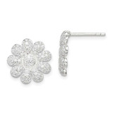 Image of Sterling Silver CZ Flower Post Earrings QE14609
