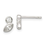 Image of 8.05mm Sterling Silver Polished CZ Post Earrings QE15671