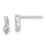 Image of 8mm Sterling Silver Polished CZ Post Earrings QE1703