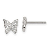 Image of 8.5mm Sterling Silver CZ Butterfly Post Earrings QE14652