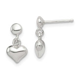 Image of 11mm Sterling Silver Dangle Heart Post Earrings QE8728