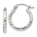 Image of 16mm Sterling Silver 2mm Diamond-cut Hoop Earrings QE4460SP