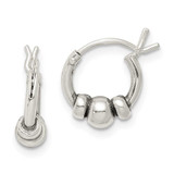 Image of 11mm Sterling Silver Antiqued Beaded Hoop Earrings QE5377