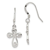 Image of 32mm Sterling Silver Polished Cross Dangle Earrings QE12946