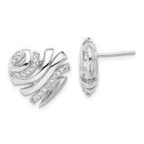 Image of 15.4mm Sterling Silver Polished CZ Heart Post Earrings QE12435