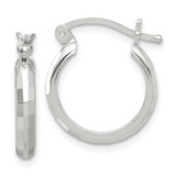 Image of 20mm Sterling Silver Polished Textured Hoop Earrings QE16779