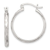 Image of 30mm Sterling Silver Polished Textured Hoop Earrings QE16785