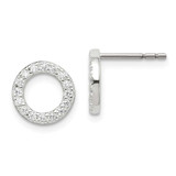 Image of 10mm Sterling Silver Polished CZ Circle Post Earrings QE14564