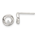 Image of 8.02mm Sterling Silver Polished CZ Circle Post Earrings QE16196