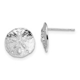 Image of 11.5mm Sterling Silver Polished Sand Dollar Post Earrings QE15481