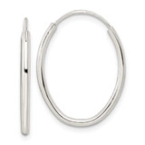 Image of 24.15mm Sterling Silver Polished Endless Oval Hoop Earrings QE15820