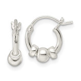 Image of 12.4mm Sterling Silver Polished Beaded Circle Hoop Earrings QE15897