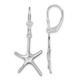 Image of 39.92mm Sterling Silver Polished Starfish Leverback Earrings QE15572